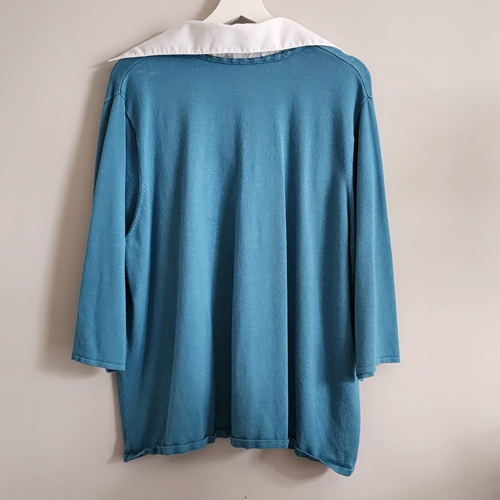 VTG PENMANS Shirt Sweater Womens Plus Size 2X White Collar Attached Blue Polo - Picture 8 of 16